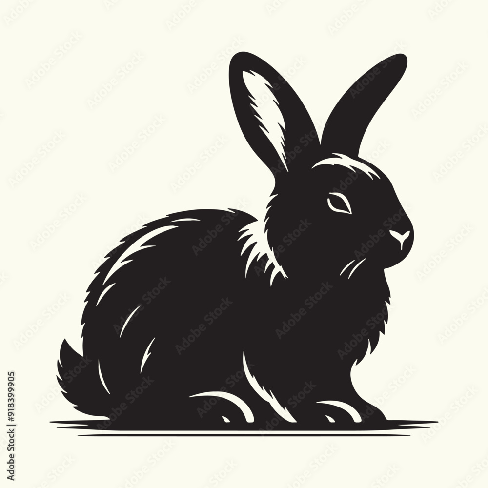 Wall mural Bunny black silhouette Illustration Vector