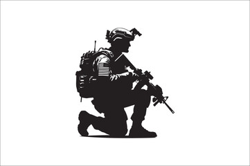 Silhouettes of Army Combat Soldiers, soldiers Vector bundle, Silhouette, Veteran Soldier vector. 