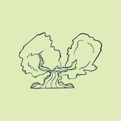 Tree hand drawn flat design element. botanical of and ones with leaves and lush limited