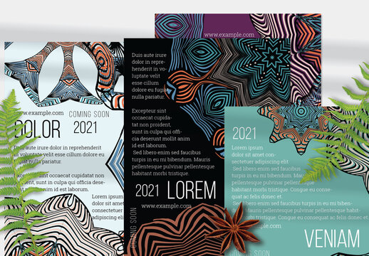 Flyer Layout with Mandala and Ethnic Tribal Lace Flower Elements