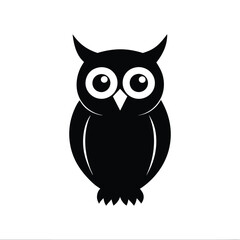 Owl silhouette vector art illustration on a clean white background, ideal for prints and designs.