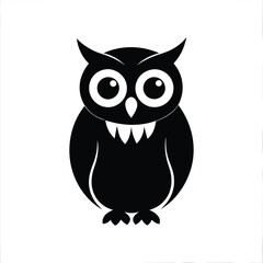 Owl silhouette vector art illustration on a clean white background, ideal for prints and designs.