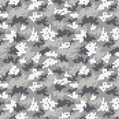Digital Pixel Camouflage seamless fabric print pattern. Hunting digital pixelated tiles. Woodland military textile. Modern camo uniform for war soldiers. Multicolor militaristic wallpaper vector.