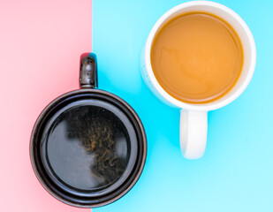 Two Mugs on Split Background