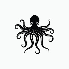 octopus silhouette isotated on white background.