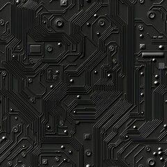 Black electronic circuit board seamless tile background