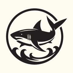 Shark line art Vector Illustration Black silhouette