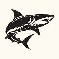 Shark line art Vector Illustration Black silhouette