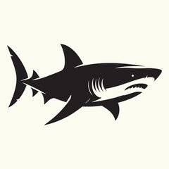 Shark line art Vector Illustration Black silhouette