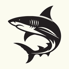 Shark line art Vector Illustration Black silhouette