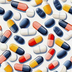 pills and capsules seamless pattern