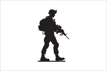 Fototapeta premium Silhouettes of Army Combat Soldiers, soldiers Vector Silhouette. Veteran Soldier vector. 