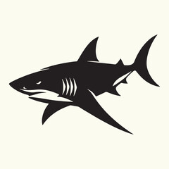 Shark line art Vector Illustration Black silhouette