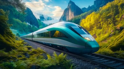 Obraz premium A train traveling through a lush green forest