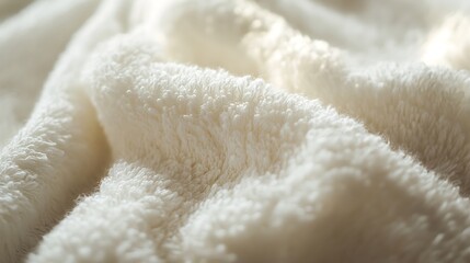 Close-up of White Fluffy Fabric Texture