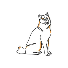 dog full body continuous line