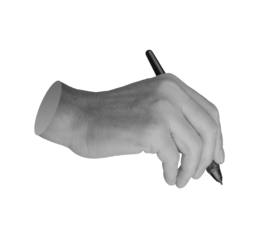 hand holding pen writing, signing, drawing isolated on white background, transparent png