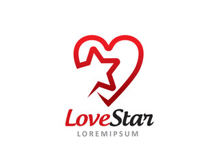 Love and Star logo symbol or icon template