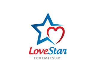 Obraz premium Love and Star logo symbol or icon template