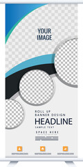 Roll up banner design template, vertical, abstract background, pull up design