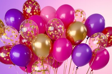 Colorful Balloons with Gold Confetti