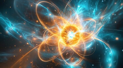 Abstract Energy Burst with Blue and Orange Hues