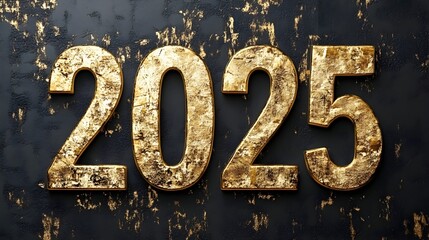Golden 2025 on Black Background 