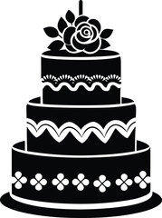 birthday and wedding cake silhouette illustration