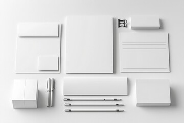 Realistic blank stationery set mockup isolated created with generative ai