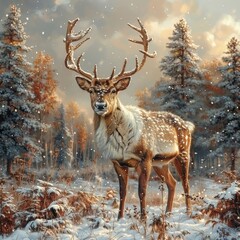 Obraz premium deer in winter forest