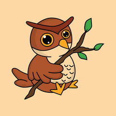 cute owl cartoon vector illustration
