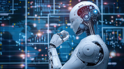 AI Robot Processing Complex Data in Futuristic Laboratory