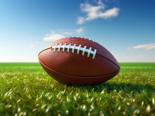 American football ball on the stadium