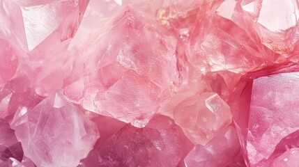 Obraz premium Close-up of vibrant pink crystals showcasing natural geometric patterns, sparkling, radiant, gemstone, elegant.