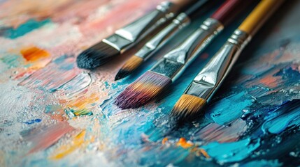 Fototapeta premium Paintbrushes on Palette