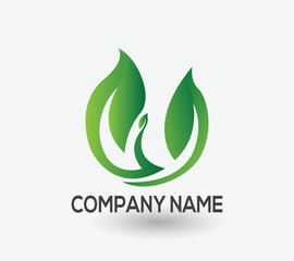 Green leaf icons set, Creative leaf inspiration vector design template.