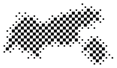 Abstract Map of the Bundesland Tirol (AT) showing the territory with a pattern of black squares like a chessboard