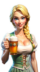 Cheerful Bavarian waitress in a dirndl