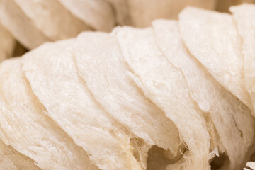 Stack of raw bird nest close up