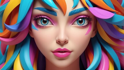 A beautiful young woman with a beautiful smile and colorful hair