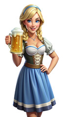 Cheerful Bavarian waitress in a dirndl