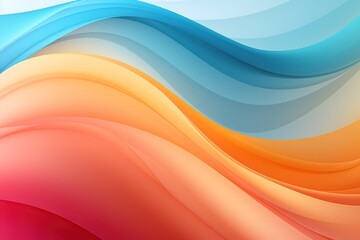 Obraz premium Abstract background with wavy lines in blue, orange and red tones.