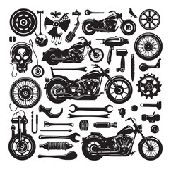 Motorcycle black silhouette vector.