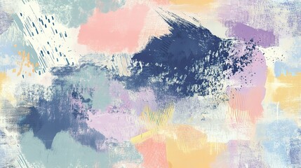 Obraz premium Abstract Painting with Blue, Pink, and Yellow Hues
