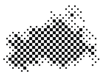 Abstract Map of the Bundesland Mecklenburg-Vorpommern (DE) showing the territory with a pattern of black squares like a chessboard