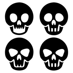 4 set skull icons silhouette vector illustration