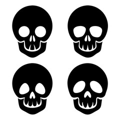 4 set skull icons silhouette vector illustration
