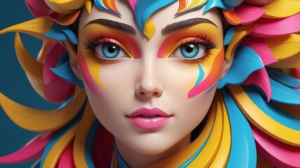 A beautiful young girl with a beautiful smile and colorful hair