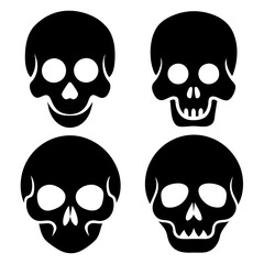 4 set skull icons silhouette vector illustration