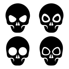 4 set skull icons silhouette vector illustration